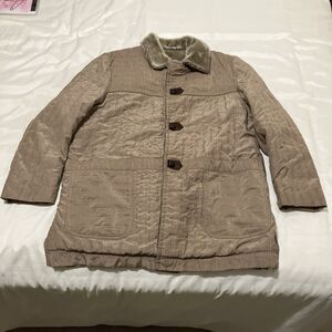 VTG Japanese Designer Cimuka Coat Parka Faux Fur Trim & Lining Brown Size LL